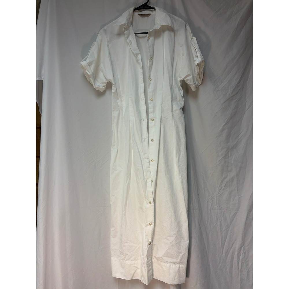 Concrete Est. 1989 White Egyptian Cotton Midi Shirt Dress Short Sleeve Small
